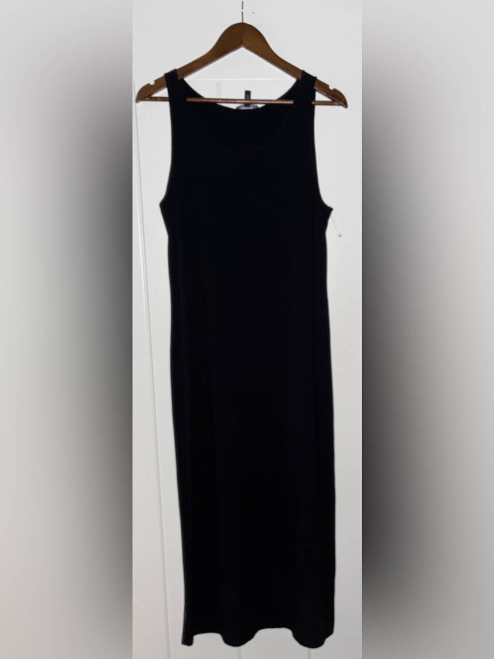 Eileen Fisher Viscose Blend Sleeveless Black Maxi Dress Women‎ L Closet Basic